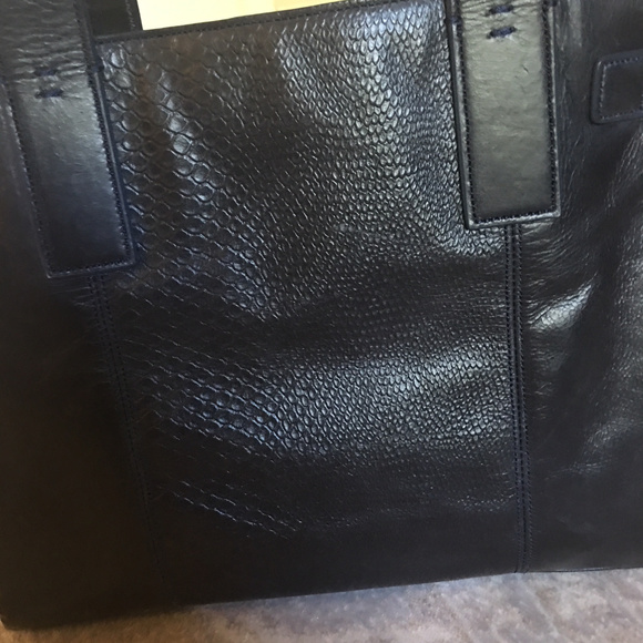 Cole Haan Leather Tote Navy/Black - Picture 8 of 8